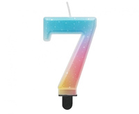 #SC13 Świeczka cyferka 7, ombre, pastelowa, 8 cm KK