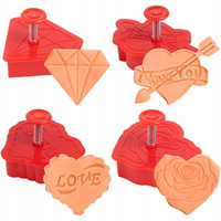 Zestaw 4 szt. foremek wyciskanych LOVE WALENTYNKI