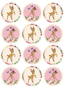 Wydruk jadalny opłatek na muffiny babeczki BAMBI WZ.II