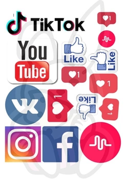 Wydruk jadalny opłatek na tort EMOTKI TIK TOK FB INSTA YT