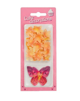 MOTYLE waflowe z kwiatami mini HERBACIANE (5 motyli + 25 kwiatków minI) Rose Decor