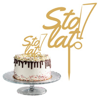 Topper na tort STO LAT 16 cm ZŁOTY WZ. II