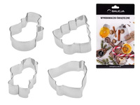 Zestaw 4 szt. wykrawaczek foremek do ciastek pierników DZWONECZEK, CHOINKA, MIKOŁAJ, BAŁWAN Galicja