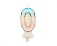 #SC26 Świeczka cyferka 0, tęczowa, NOWY BIO BROKAT, 8,5 cm