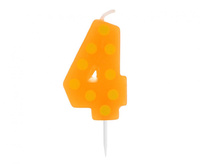 #SC15 Świeczka cyferka piker Grochy - 4, 6 cm KK