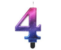 #SC7 Świeczka B&C cyferka 4, Night Sky, metaliczna, 8 cm