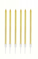 Świeczki urodzinowe ZŁOTE gładkie cienkie 6 szt 