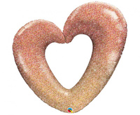 #BFK Balon foliowy 42" QL SHP "Różowo-złote Serce" Brokat Ombre KK