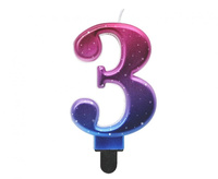 #SC7 Świeczka B&C cyferka 3, Night Sky, metaliczna, 8 cm