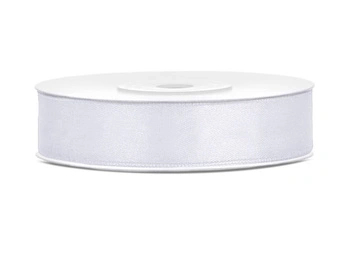Tasiemka satynowa, biały, 12mm/25m (1 szt. / 25 mb.)