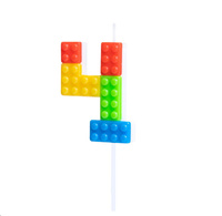 Świeczka urodzinowa na tort cyfra 4 - KLOCKI Party Pal