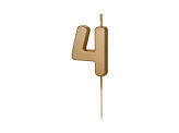 Świeczka urodzinowa Cyferka 4, 4.5 cm, złoty Party Deco