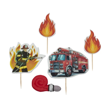 Dekoracje cukrowe figurki na tort STRAŻ POŻARNA 2D  