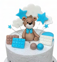 Zestaw biało niebieski figurek cukrowych na tort MIŚ, KOKRADKI, CHMURKI, TABLICZKI I KULECZKI