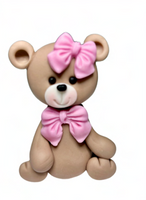 Figurka na tort MIŚ Z RÓŻOWĄ KOKARDKA wz.001