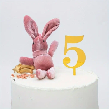 Topper na tort ZŁOTY cyfra 5 PIĘĆ PIĄTKA 11x4 cm