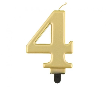 #SC11 Świeczka B&C cyferka 4, metalik złota, 8,0 cm