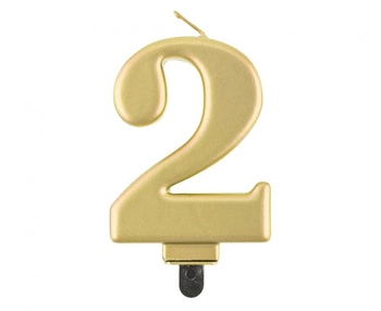 #SC11 Świeczka B&C cyferka 2, metalik złota, 9 cm