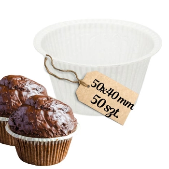 Papilotki na muffinki 50x40 mm BIAŁE 50 szt.
