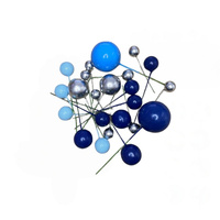 Toppery na tort kule na piku SREBRNO NIEBIESKIE