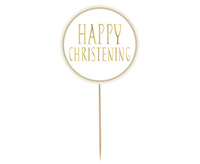 #DETO Dekoracja papierowa na tort Happy Christening, średnica 14 cm KK