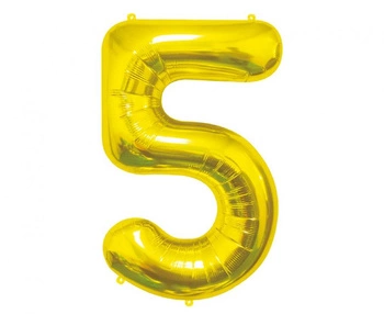 #BFC17 Balon foliowy B&C Cyfra 5, złota, 85 cm AA