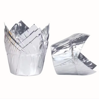 Papilotki do muffinek tulipan SREBRNE 50x70 mm 50 szt.