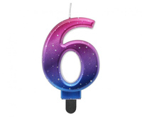 #SC7 Świeczka B&C cyferka 6, Night Sky, metaliczna, 8 cm