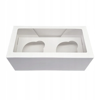 Pudełko na 2 muffinki babeczki 18x9x7 cm BIAŁE  