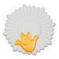 Dekoracja cukrowa HOSTIA BIAŁA z gołębicą 8 cm