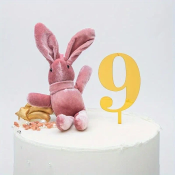 Topper na tort ZŁOTY cyfra 9 DZIEWIĘĆ DZIEWIĄTKA 11x4 cm