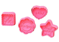 Zestaw 4 szt. foremek wykrawaczek napisy LOVE, BEST WISHES, CONGRATS, THANK YOU