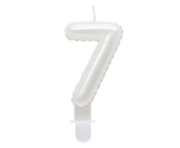 #SC6 Świeczka B&C cyferka 7, perłowa biała, 7 cm KK