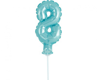 #BFC2 Balon foliowy 13 cm na patyczku "Cyfra 8", błękitna KK