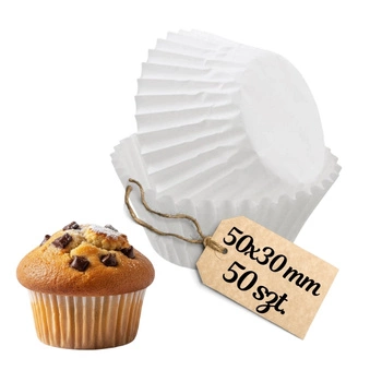 Białe papilotki do cake popsów pralin makaroników 50x30 mm 50 szt.