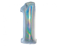 #BFC23 Balon foliowy B&C, Cyfra 1, holograficzna srebrna, 76 cm KK