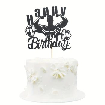 Topper na tort Happy Birthday SIŁOWNIA KULTURYSTA 