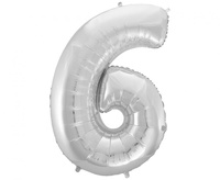 #BFC51 Balon foliowy B&C Cyfra 6, srebrna, 92 cm AA