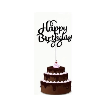 Papierowy topper na tort HAPPY BIRTHDAY CZARNY WZ.I