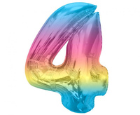 #BFC34 Balon foliowy Smart, cyfra 4, tęczowa, 92 cm  KK