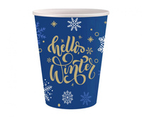 #ZKU_GD Kubeczki papierowe Hello Winter Navy Blue, certyfikat FSC, 250 ml/ 6 szt. KK