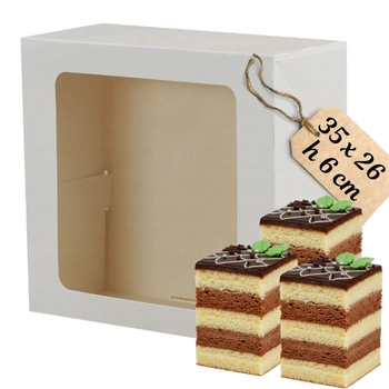 Pudełko na ciasto z oknem 35x26x6 cm KRAFT