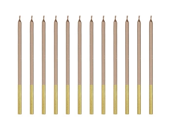 Świeczki urodzinowe gładkie, różowe złoto, 14 cm (1 op. / 12 szt.)