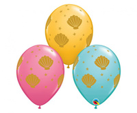 #BL Balon QL 11" z nadr. "Sea Shell", pastel mix / 25 szt. KK