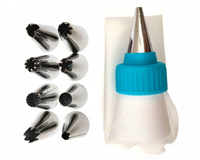 Zestaw 9 tylek z rękawem cukierniczym i adapterem