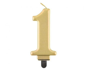 #SC11 Świeczka B&C cyferka 1, metalik złota, 8,0 cm