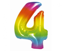 #BFC30 Balon foliowy Smart, Cyfra 4, tęczowa, 76 cm