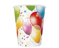 #ZKU Kubeczki pap. Birthday Balloons, 250 ml, 8 szt.