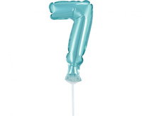#BFC2 Balon foliowy 13 cm na patyczku "Cyfra 7", błękitna KK