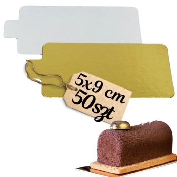 Bankietówki podkładki pod monoporcje dwustronne ZŁOTO SREBRNE 5x9 cm 50 szt.